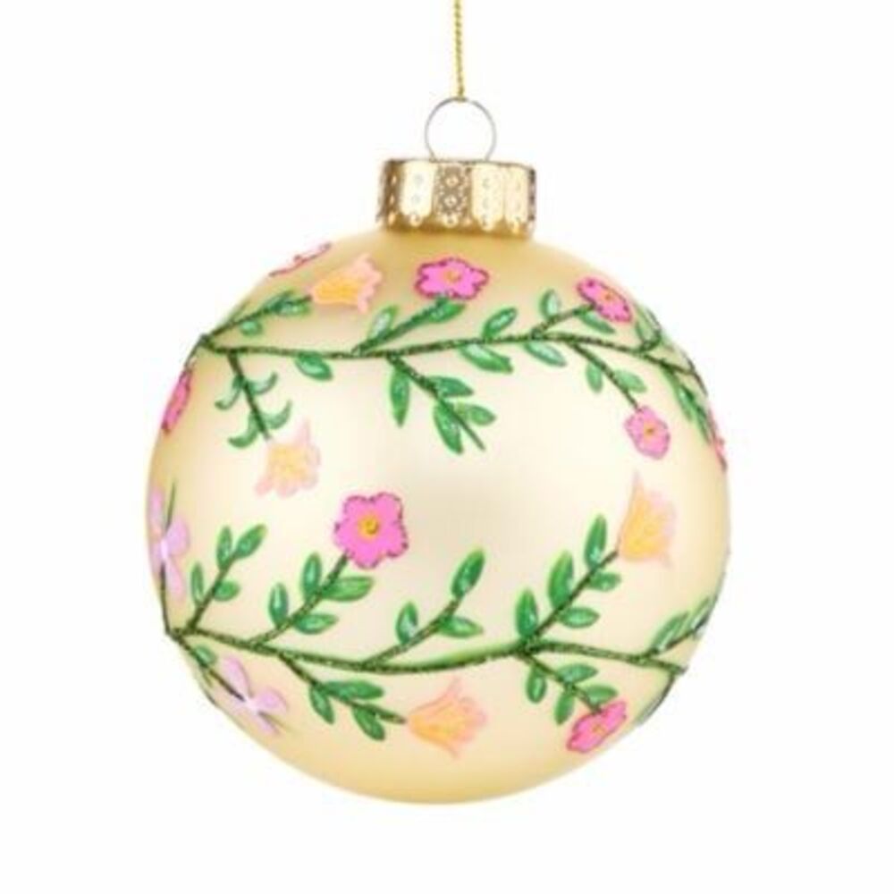 New $35 Bloomingdale’s glass floral enchanted forest Christmas ornament ball